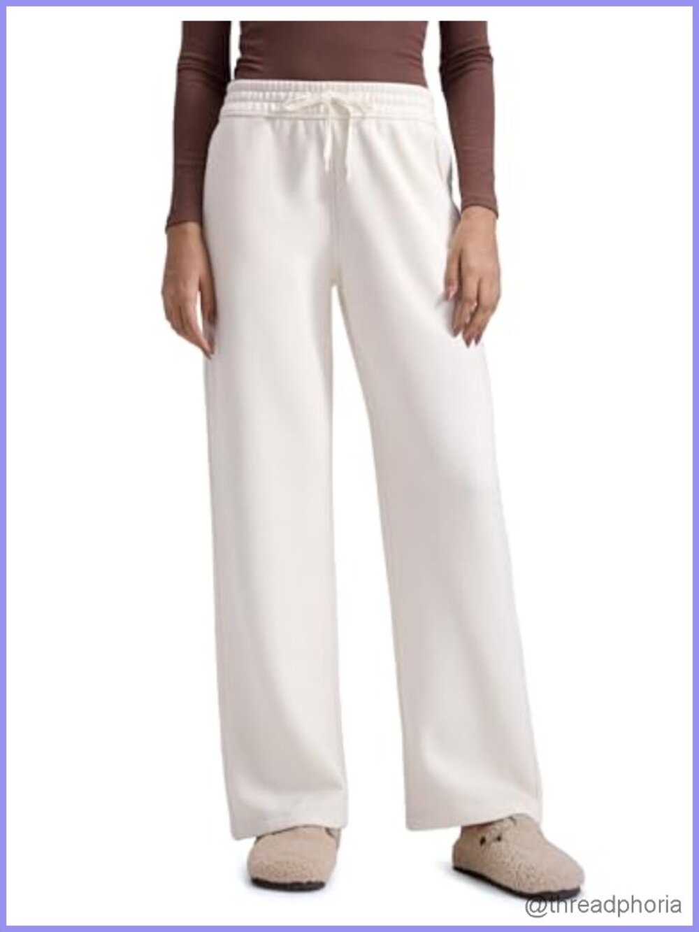 Fleece Lined Wide Leg Sweatpants High Rise Relaxed Fit 30" Inseam